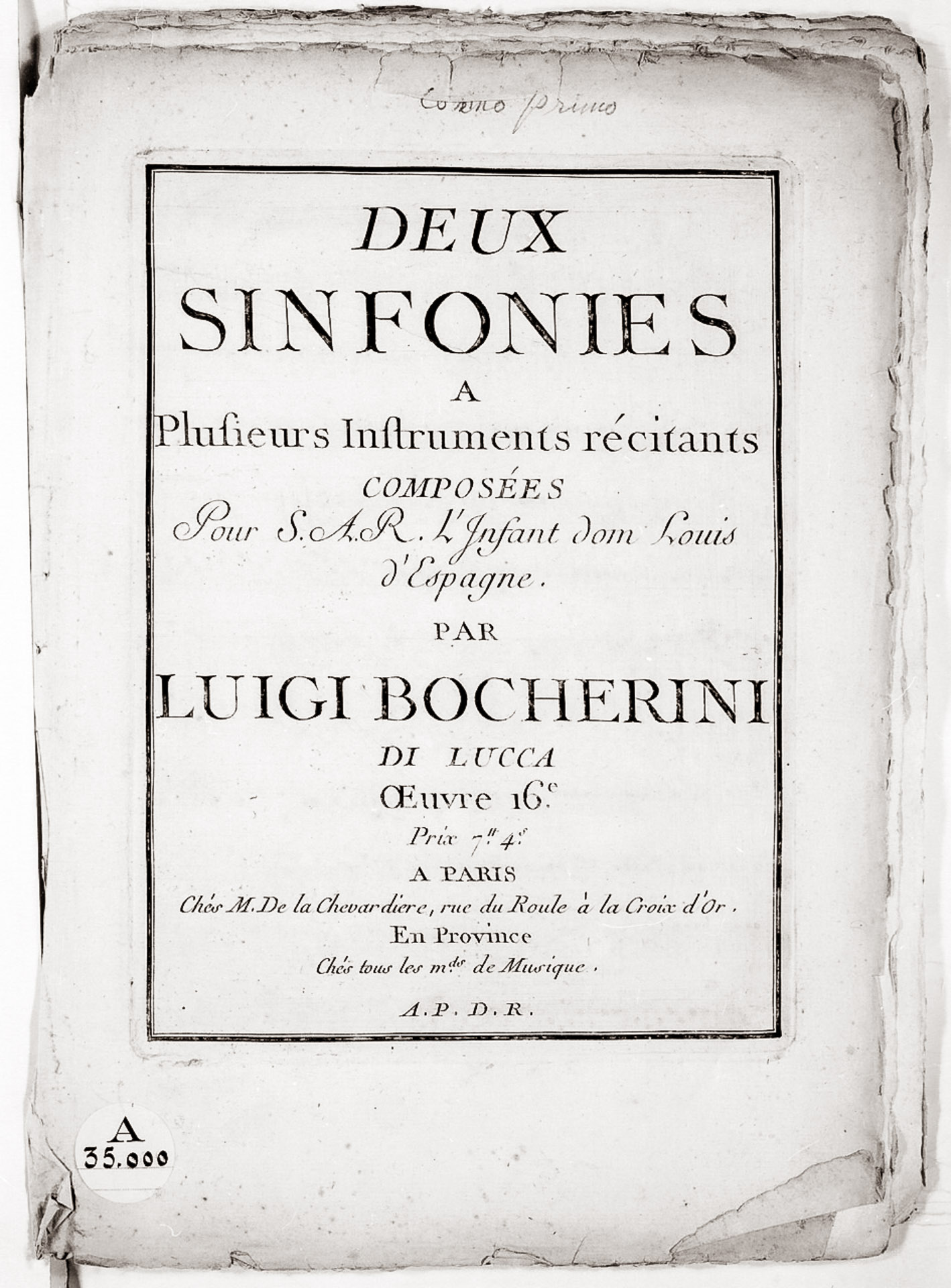 Deux Sinfonies a plusieurs instruments recitants