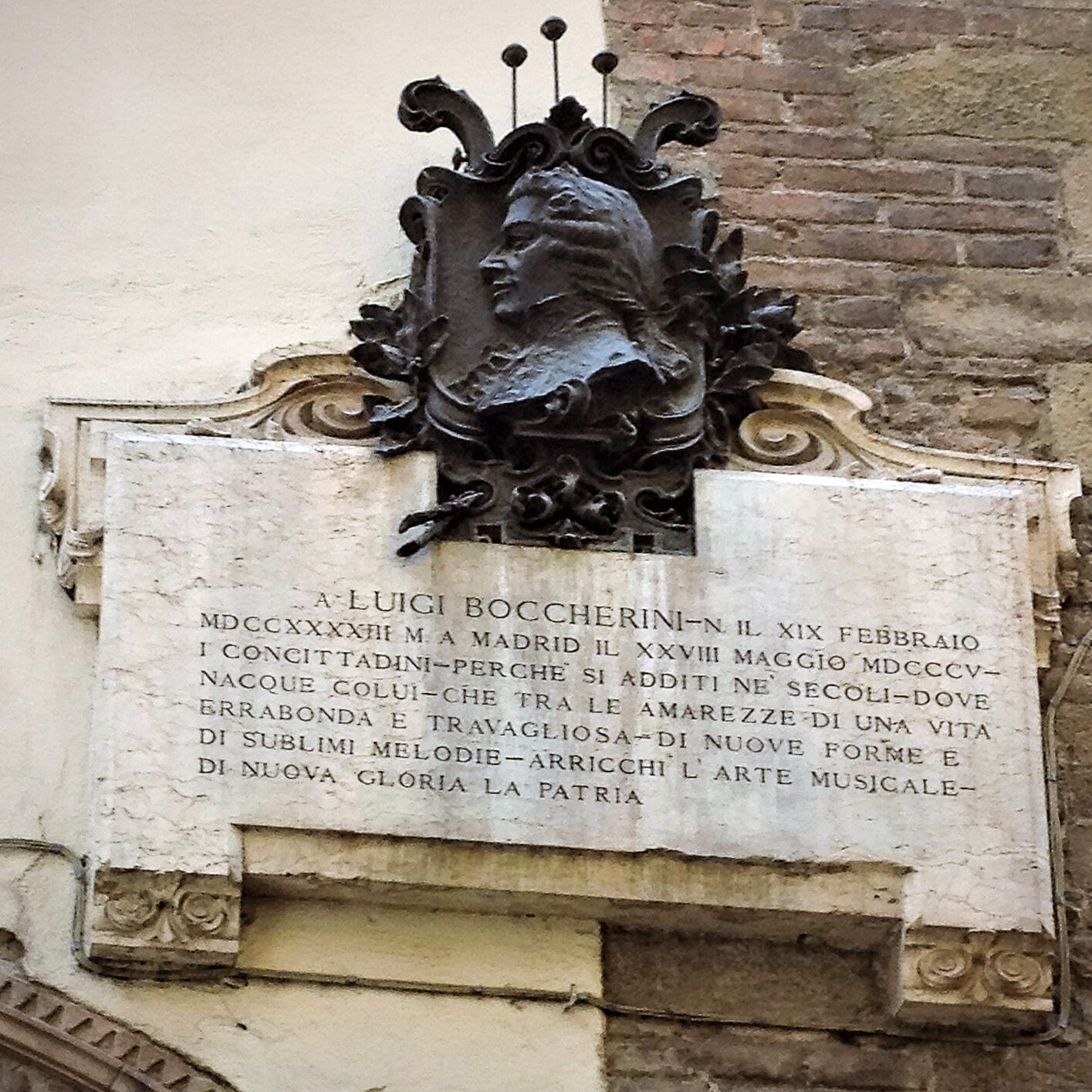 Gedenktafel am Geburtshaus von Luigi Boccherini in der via Buia, Lucca