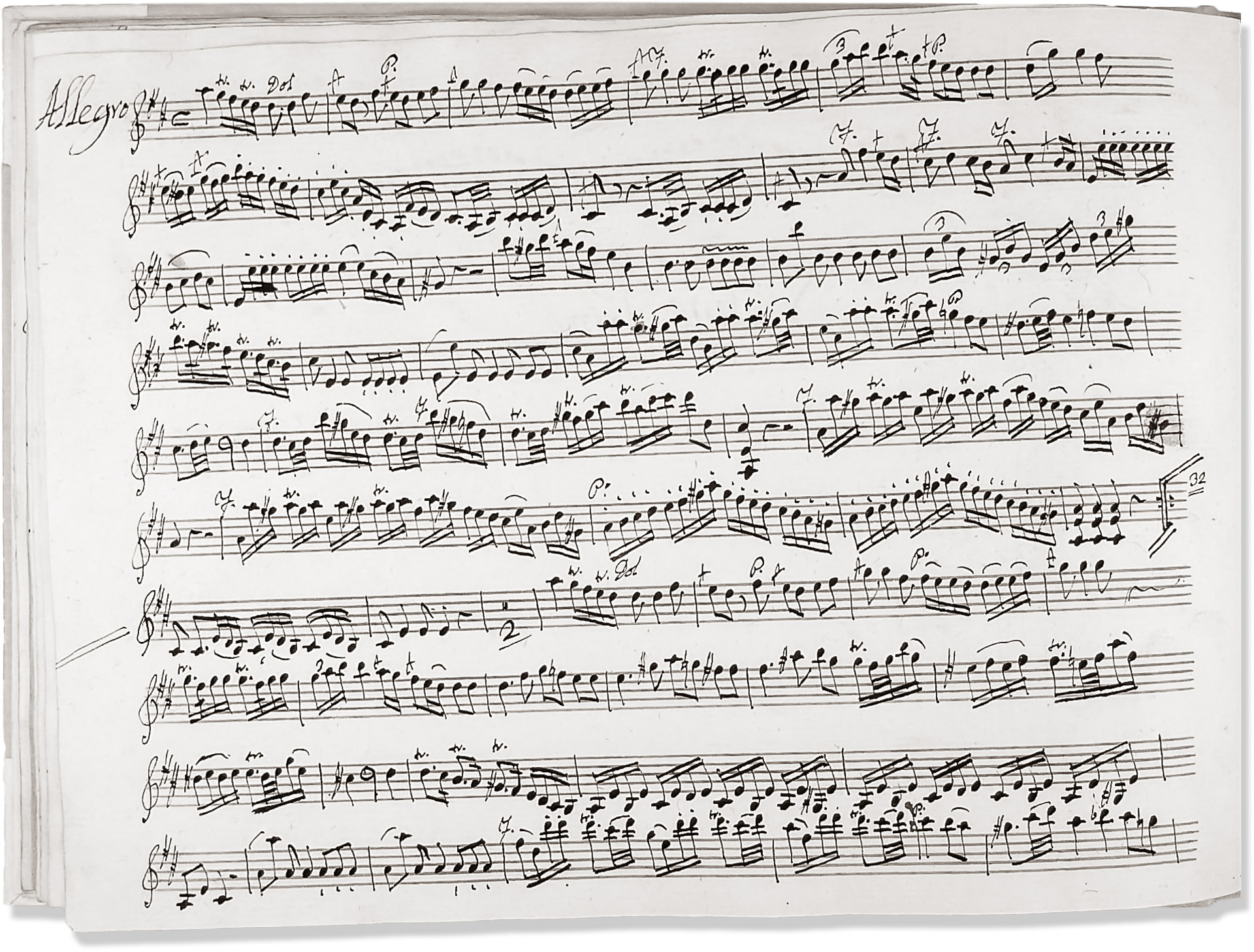 Autograph Partitur vom dritten Streichquartett D-Dur aus Boccherinis erster Serie von Streichquartetten Op. 2